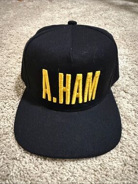 Hamilton Black Cap with Yellow 'A.HAM' Embroidery